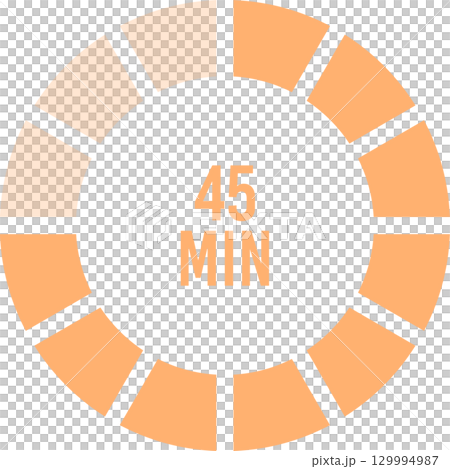 A circular timer illustration shows forty-five minutes elapsed. The dark background enhances clarity. 129994987