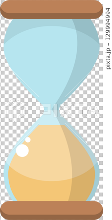 Classic hourglass with light blue glass and sand, a symbol of time management, deadlines and efficiency. 129994994