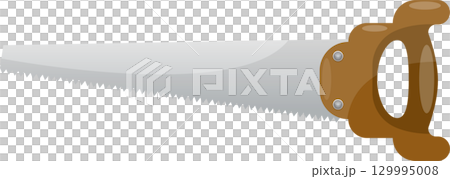 Illustration of a hand saw with a wooden handle and a gray blade, isolated on black. Illustration of a hand saw with a wooden handle and a gray blade, isolated on black. 129995008