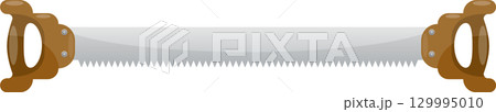 A two-person saw used for felling and cutting of trees featuring handles at both ends. 129995010