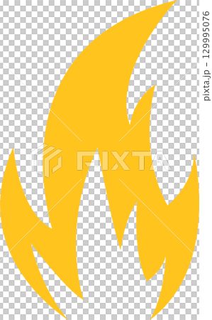 Stylized yellow flame graphic against a black background, representing energy and passion. 129995076
