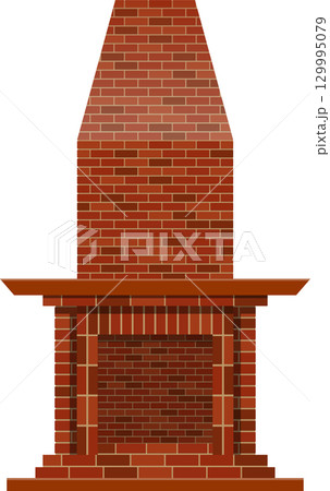 A tall brick fireplace with a mantel sits against a dark backdrop, simple design and no fire. A tall brick fireplace with a mantel sits against a dark backdrop, simple design and no fire. 129995079