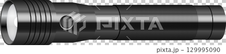 A sleek, metallic flashlight casts a beam of light into the darkness, guiding the way forward. A sleek, metallic flashlight casts a beam of light into the darkness, guiding the way forward. 129995090