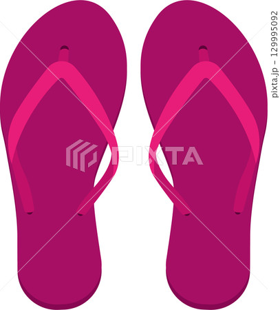 A pair of vibrant magenta flip-flops, perfect for summer days at the beach or casual outings. A pair of vibrant magenta flip-flops, perfect for summer days at the beach or casual outings. 129995092