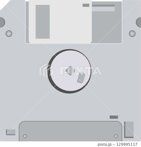 Flat vector image of a floppy disk, an obsolete computer data storage device from the past. Flat vector image of a floppy disk, an obsolete computer data storage device from the past. 129995117