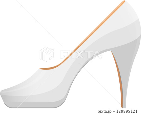 Elegant white high heel shoe with a platform sole, perfect for a night out or formal event. Elegant white high heel shoe with a platform sole, perfect for a night out or formal event. 129995121