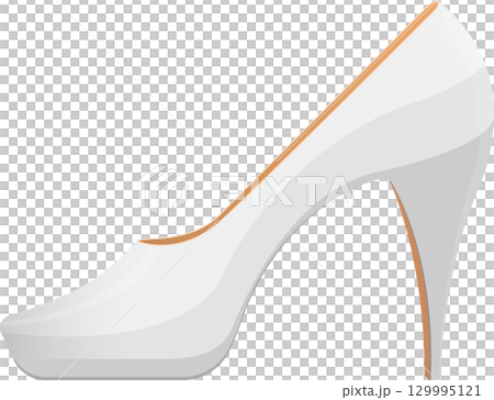 Elegant white high heel shoe with a platform sole, perfect for a night out or formal event. Elegant white high heel shoe with a platform sole, perfect for a night out or formal event. 129995121