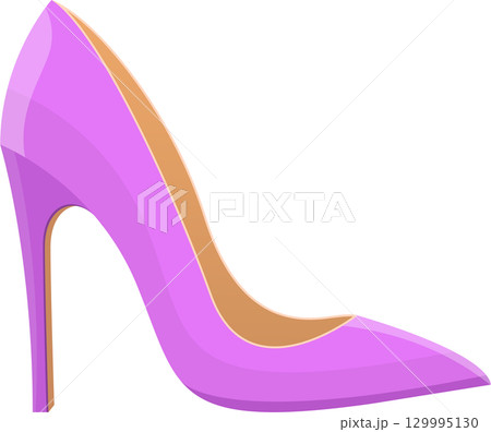 Elegant lilac high heel shoe with a pointed toe and thin heel isolated on a dark backdrop. 129995130