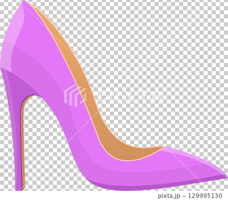 Elegant lilac high heel shoe with a pointed toe and thin heel isolated on a dark backdrop. Elegant lilac high heel shoe with a pointed toe and thin heel isolated on a dark backdrop. 129995130