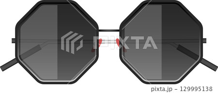 Modern dark-tinted sunglasses with octagonal lenses offering protection and stylish aesthetic 129995138