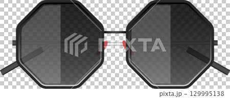 Modern dark-tinted sunglasses with octagonal lenses offering protection and stylish aesthetic 129995138