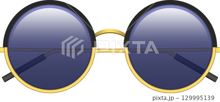 Rounded frames with dark lenses and gold details provide protection and a vintage aesthetic. 129995139