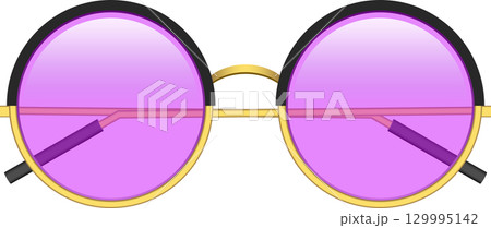 Round glasses with purple lenses and gold rims provide a vintage style with a modern twist. Round glasses with purple lenses and gold rims provide a vintage style with a modern twist. 129995142