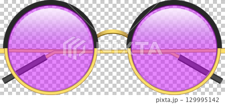 Round glasses with purple lenses and gold rims provide a vintage style with a modern twist. Round glasses with purple lenses and gold rims provide a vintage style with a modern twist. 129995142