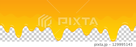 Golden liquid drips down a black backdrop in this inviting vector illustration. Sweet and sticky. 129995143