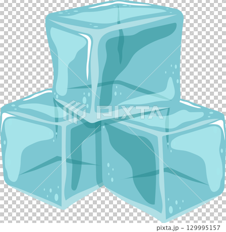 A refreshing stack of translucent, cyan-colored ice cubes, ready to cool any beverage. 129995157
