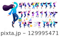 Set of a fun teen girl. Presentation in various in various poses and actions. 2D Flat character vector illustration N7 129995471
