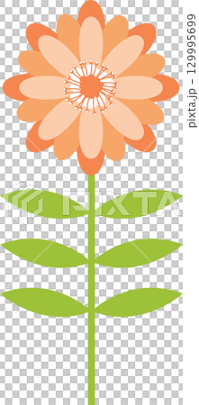 Stylized orange blossom with green leaves on a black background, simple floral design. Stylized orange blossom with green leaves on a black background, simple floral design. 129995699