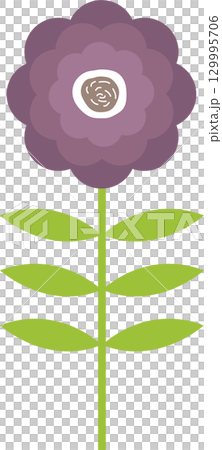 A charming purple flower with a unique center stands tall on a green stem with simple leaves. A charming purple flower with a unique center stands tall on a green stem with simple leaves. 129995706
