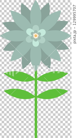 Abstract floral design featuring layered petals in muted tones, set against a stark black background. 129995707
