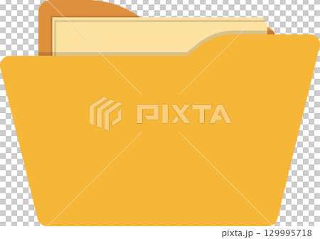 Illustration of an open file folder, holding a few documents, against a transparent background 129995718
