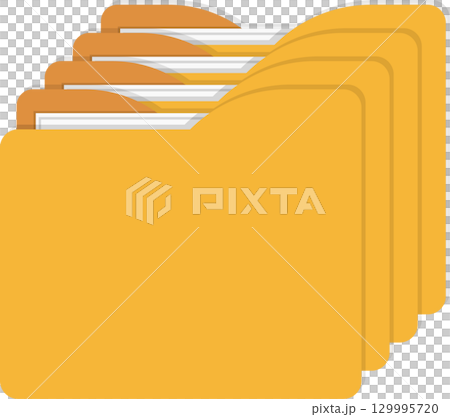 Illustration of multiple folders, symbolizing file management and organization of information. 129995720