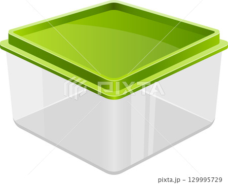 A clear container with a bright green lid stands ready to store and protect your belongings. 129995729