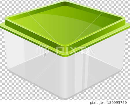 A clear container with a bright green lid stands ready to store and protect your belongings. 129995729