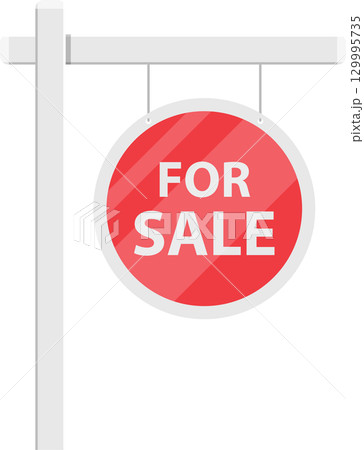 Real estate sign showcasing 'FOR SALE' in bold lettering, indicating a property is on the market. 129995735