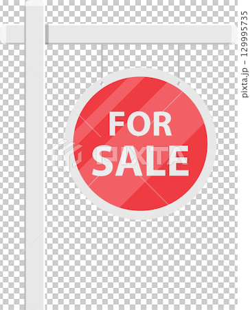 Real estate sign showcasing 'FOR SALE' in bold lettering, indicating a property is on the market. 129995735