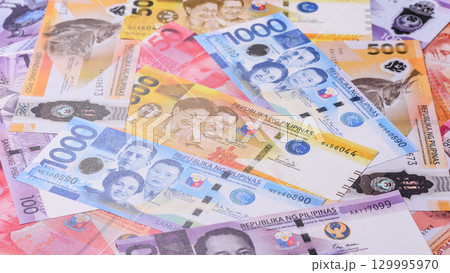 Philippines money, peso, paper banknotes, cash. Philippines money for business 129995970
