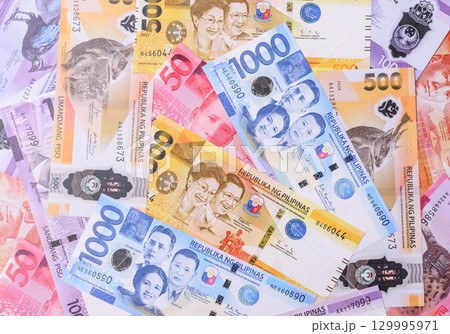 Philippines money, peso, paper banknotes, cash. Philippines money for business Philippines money, peso, paper banknotes, cash. Philippines money for business 129995971