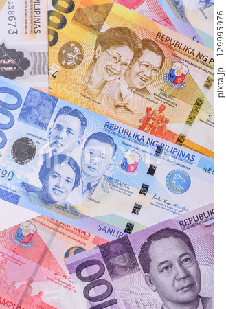 Philippines money, peso, paper banknotes, cash. Philippines money for business 129995976