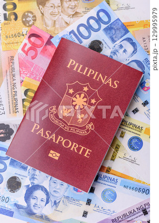 Philippines passport for travelling, flying and doing business. Philippines document 129995979