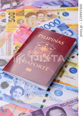 Philippines passport for travelling, flying and doing business. Philippines document Philippines passport for travelling, flying and doing business. Philippines document 129995980
