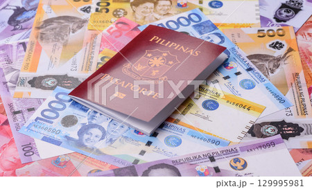 Philippines passport for travelling, flying and doing business. Philippines document 129995981