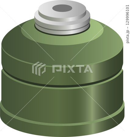Green canister with a threaded metal top used for protection in emergencies or hazardous areas. 129996101