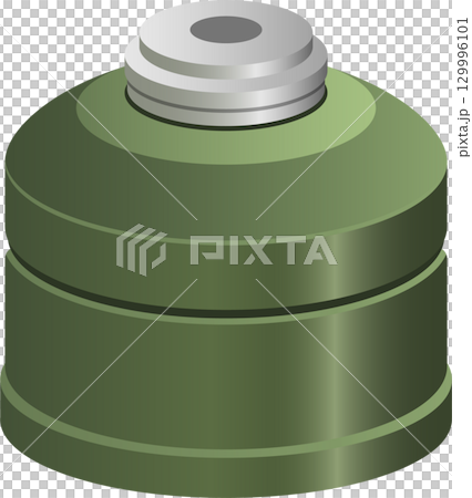 Green canister with a threaded metal top used for protection in emergencies or hazardous areas. 129996101
