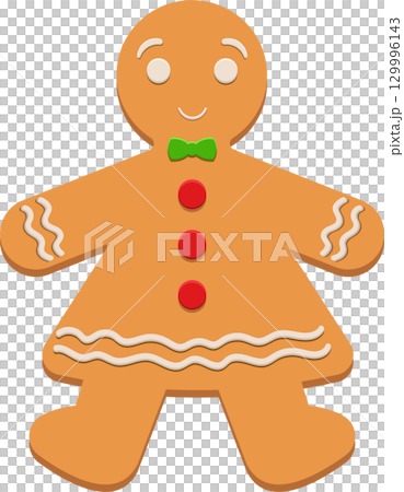 Festive Gingerbread Figure with Bow Tie and Button Details for Holiday Celebrations Festive Gingerbread Figure with Bow Tie and Button Details for Holiday Celebrations 129996143
