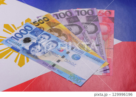 Philippines money, peso, paper banknotes, cash. Philippines money for business 129996196