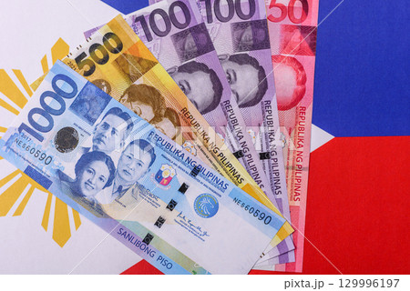Philippines money, peso, paper banknotes, cash. Philippines money for business Philippines money, peso, paper banknotes, cash. Philippines money for business 129996197