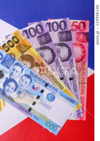 Philippines money, peso, paper banknotes, cash. Philippines money for business Philippines money, peso, paper banknotes, cash. Philippines money for business 129996198