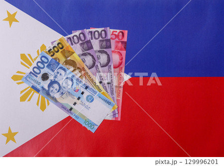 Philippines money, peso, paper banknotes, cash. Philippines money for business 129996201