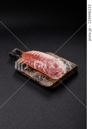 Sliced ham, meat, pork or turkey sausage for sandwiches. Ham slices, food Sliced ham, meat, pork or turkey sausage for sandwiches. Ham slices, food 129996233