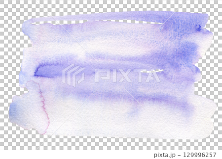 Light blue and purple artistic textured watercolor bob. Vibrant blue and violet granulate gradient watercolour stain shape for banner design, texture, abstract water, cosmos or cloud concept 129996257
