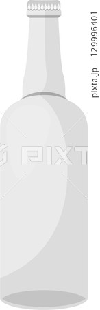 Isolated illustration of a minimalist, all-white bottle with a simple, stylized design. 129996401