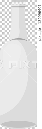 Isolated illustration of a minimalist, all-white bottle with a simple, stylized design. 129996401