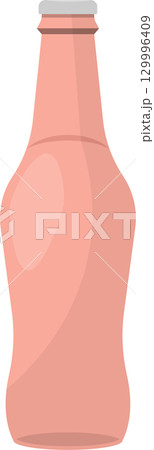 Peach-colored bottle with a unique hourglass shape and a gray top, simple vector illustration. Peach-colored bottle with a unique hourglass shape and a gray top, simple vector illustration. 129996409