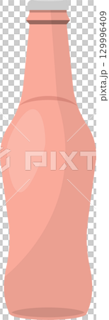 Peach-colored bottle with a unique hourglass shape and a gray top, simple vector illustration. Peach-colored bottle with a unique hourglass shape and a gray top, simple vector illustration. 129996409