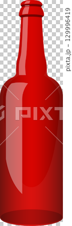 An iconic bottle in a vibrant red hue, sleek lines, perfect for drinks, potions, or just display. 129996419